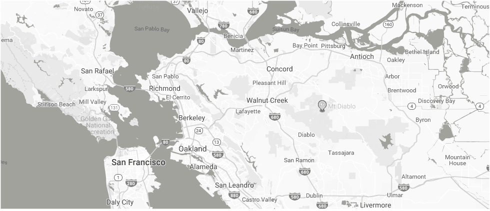 MAP — East Bay service area · branded overlay · pins